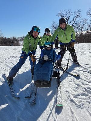 Brea geared up and ready to Sno Kart her way down Welch!